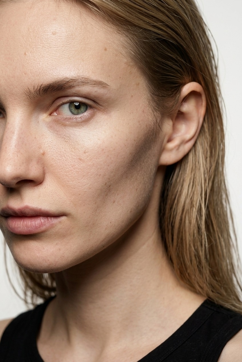 Synthetic talent, close crop on the face — not a real person